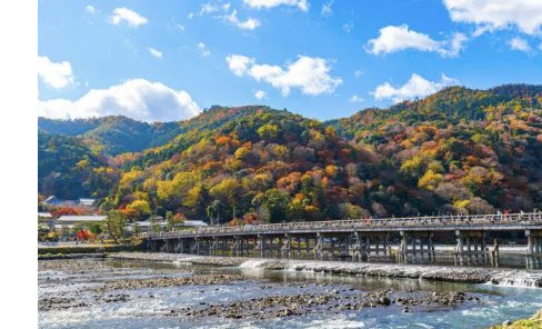 Il ponte Togetsukyo di Arashiyama in autunno